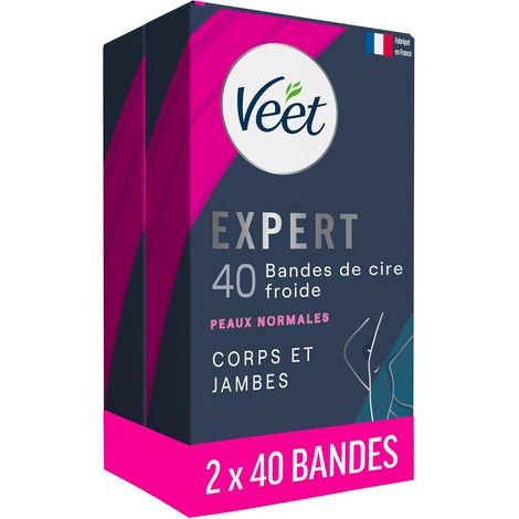Lot de 80 Bandes de Cire Froide Corps & Jambes - Peaux Normales - Finition Parfaite - Epilation Longue Durée - Lot de 2x40 bandes (1/5)