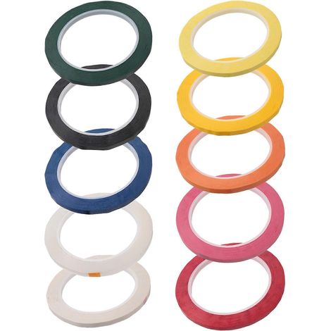 10 rouleaux de ruban adhésif pour autoclave et stérilisation, largeur 0,24 pouce, longueur 216,5 pouces, ruban d'identification des instruments, 10 couleurs (1/5)