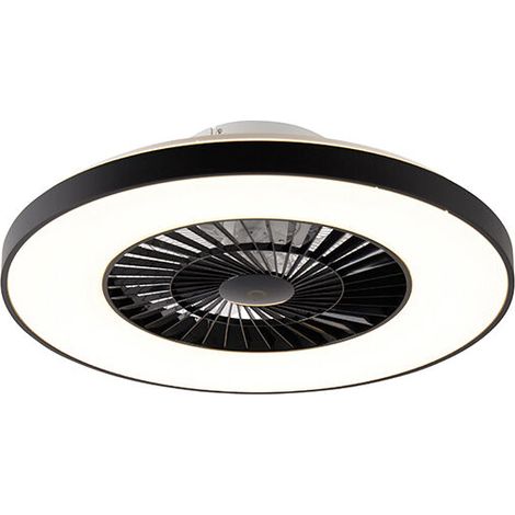 Ventilatore da soffitto nero da 60 cm con luce LED dimmerabile da 1600 lumen – Telecomando incluso – Ideale per ufficio e soggiorno (1/5)