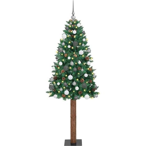 Schlanker Weihnachtsbaum mit 300 LEDs mit Ständer Grün 210 cm