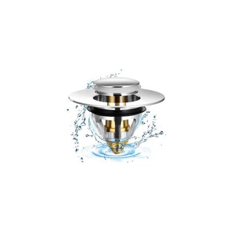 Bouchons lavabo - 1 pièce, Universel acier inoxydable popup 2 joints - Pour 32/38mm évier (1/5)