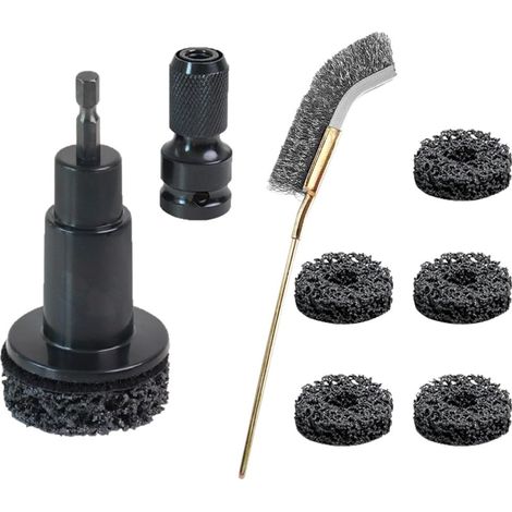 Lot de 8 outils de nettoyage de roues, outil de nettoyage de moyeu de roue pour perceuse et visseuse à percussion de 1/2", ponceuse de moyeu de roue de voiture avec adaptateur de tête de ponçage (1/5)