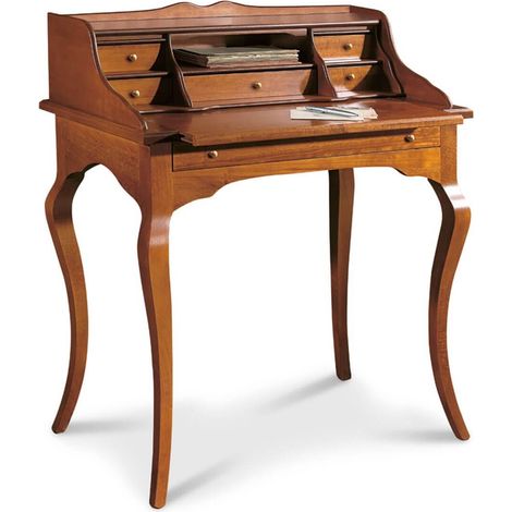 Scrittoio Classico in legno con piano estraibile Colori mobili tempesta: Noce