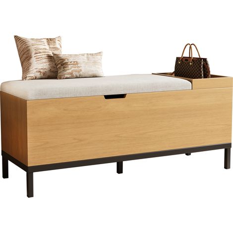 Panca Contenitore 40x115x49.5 cm, Capacità Seduta 50 kg, Seduta Confortevole, con Spazio Interno, MDF Naturale (1/5)