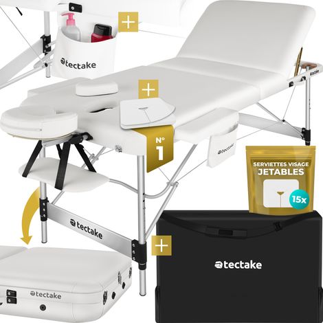 Table de massage pliante largeur 70cm réglable en hauteur blanc