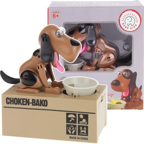 Tirelire interactive Chien mangeant des pièces - Marron