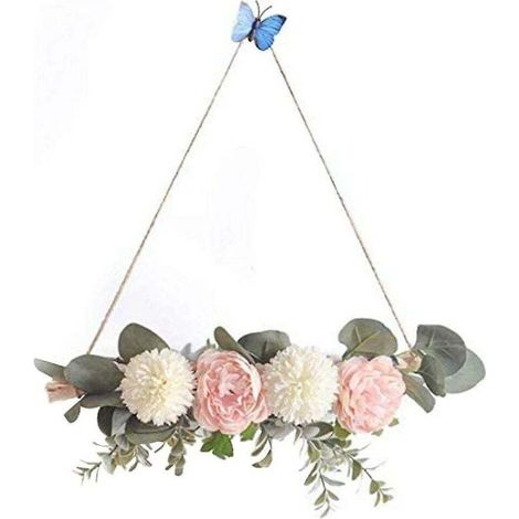 Artificial Flower Garland Hanging Circle Peony Wreath Retro Faux Silk Decoration Artificial and Dried Flowers MUMU (1/4)