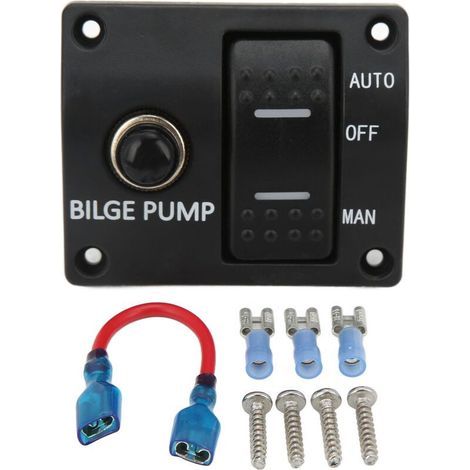 Vakuum-Panneau de commutation de pompe de cale à 3 voies 12V 24V, disjoncteur 15A intégré pour accessoire de Yacht (1/5)