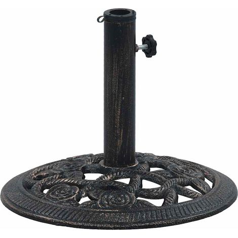 Pied de parasol Socle de parasol - Noir et bronze 9 kg 40 cm Fonte BV704255 - BonneVie (1/5)
