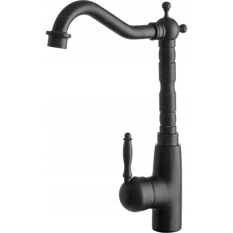Mitigeur de Cuisine Granitan Rétro Noir Moucheté - Robinet en Laiton avec Bec Pivotant 360° et Tête Céramique (1/3)