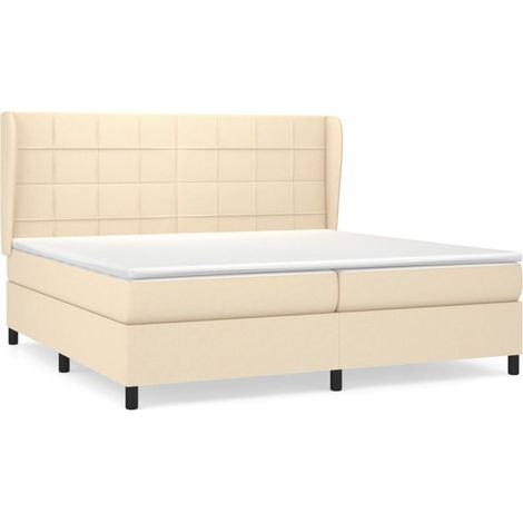 Maison Exclusive - Giroletto a Molle con Materasso Crema 200x200 cm in Tessuto (1/5)