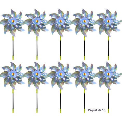 Éoliennes anti-oiseaux effet laser, couleur argentée, grande taille, protection jardin veranda balcon et verger, lot de 10 pièces (1/3)