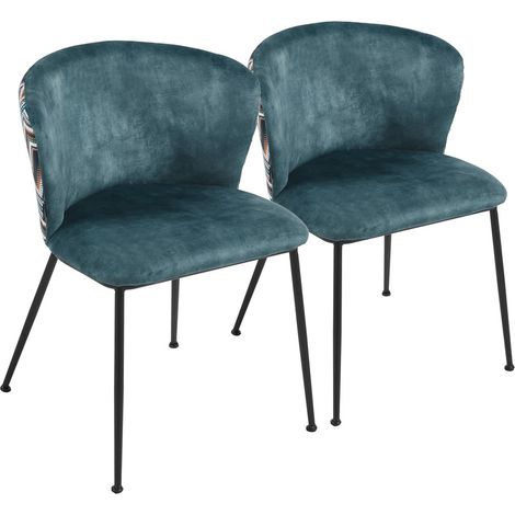 Set da 2 sedie eleganti in tessuto petrolio con gambe nere - Charles (1/5)
