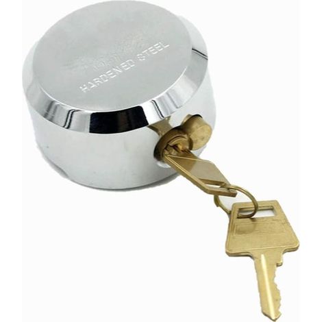 Cadenas rond sans arceau de 73 mm résistant avec 2 clés - Cadenas rond caché pour porte d'entrepôt, camion et distributeur (1/5)