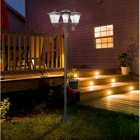Farol solar de jardín de 3 cabezales LED 120 lúmenes IP44, negro, 51,5 x 47 x 182,5 cm HAVRYA (1/5)