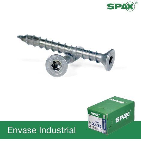 Caja de: 1000 Uds. Tornillo Spax Cabeza Plana Torx Zincado 3,5x40