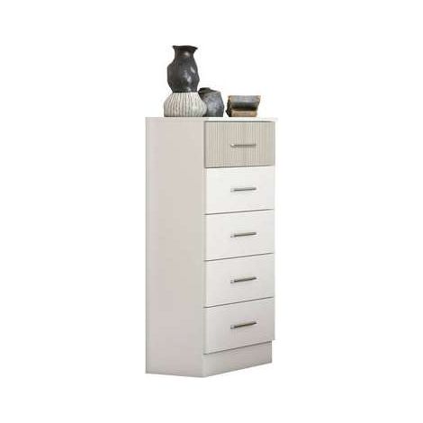 Sinfonier 5 cajones Oviedo acabado en blanco-rayado gris, 46cm(Ancho) 33cm(Fondo) 108cm(Alto (1/2)