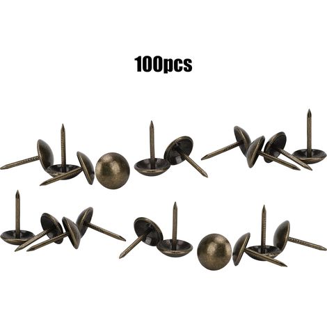 100 Clous de Rembourrage Antiques Laiton 11x17mm pour Meubles Décoratifs Accessoires (1/5)