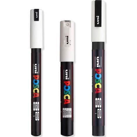 Lot de 3urs Peinture Blanche, Pointe Ultrafine à Fine, Pour Métal Verre Plastique (1/5)