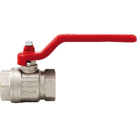 Schläfer 0933132  Valvola a Sfera 1/2 Femmina Femmina in Ottone con Maniglia a Leva Rossa per Acqua e Olio, Valvola Passaggio Totale Ideal con Filettatura Interna Universale DN15. Made in Italy (1/5)