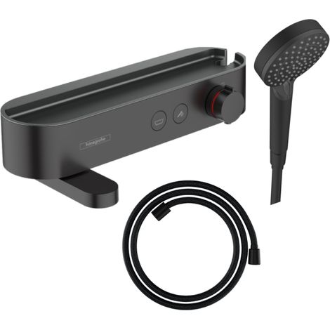 Pack mitigeur bain douche thermostatique HANSGROHE ShowerTablet Select + Flexible Designflex + Pommeau de douche Vernis Blend Noir mat