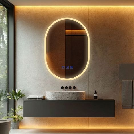 MAERTS-E 600x800mm Oval LED Bathroom Mirror with Demister Bluetooth (1/5)