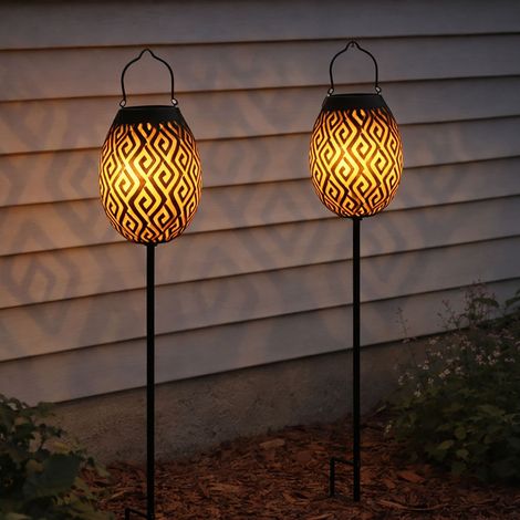 Lampada solare a spina lampada da giardino lampada a sospensione lampada da tavolo resistente alle intemperie picco di terra batteria ricaricabile, metallo oro nero, 1x LED bianco caldo, DxH 12,5x90cm