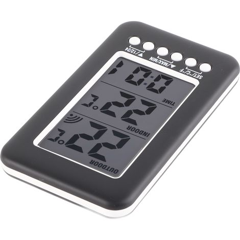 Digitales LCD-Thermometer für den Innen- und Außenbereich mit drahtlosem Sender und Uhr (1/5)
