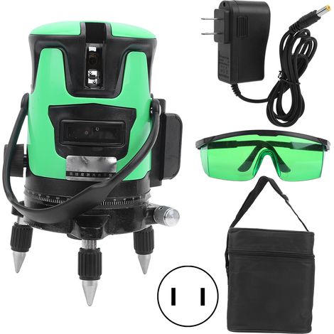 Niveau laser rotatif 360° 5 lignes auto-nivelant, faisceau vert, outil de construction AC100-240V prise US (1/5)