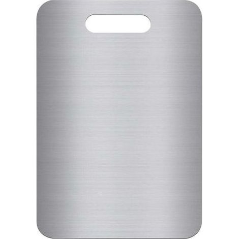 Tagliere in acciaio inox 304, bifacciale, senza BPA, ideale per carne, pane, verdura e frutta, ampia superficie di taglio (34 x 23 cm), resistente e igienico (1/4)