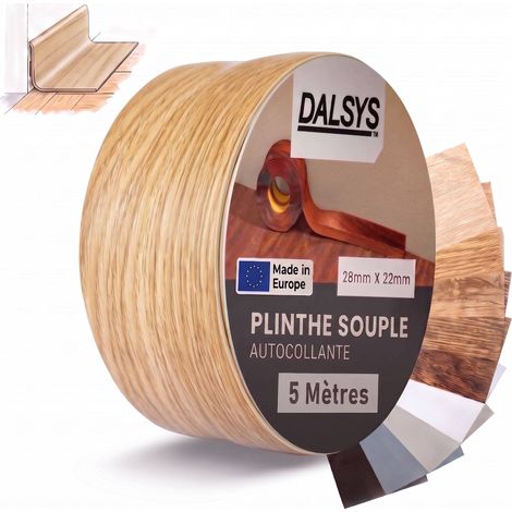 Plinthe souple autocollante en PVC 5m – Résistante à l'humidité – Installation facile avec adhésif intégré – Pour joints séjour, cuisine, salle de bain