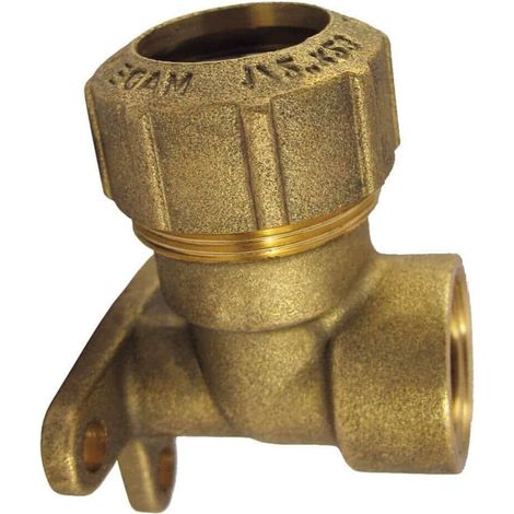 Raccord PE Laiton 90 Degrés avec Fixation Murale 25mm x 3/4 Pouce