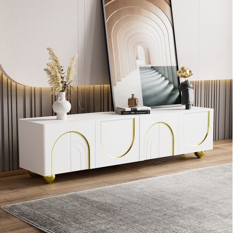 mobile tv 170 cm bianco oro per soggiorno moderno HAVRYA (1/5)