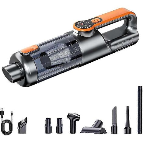 2-in-1 Akku-Handstaubsauger, Nass-/Trockenreinigung, 16 kPa Saugkraft, tragbar für die Reinigung von Flüssigkeiten im Auto und Zuhause, Orange (1/5)
