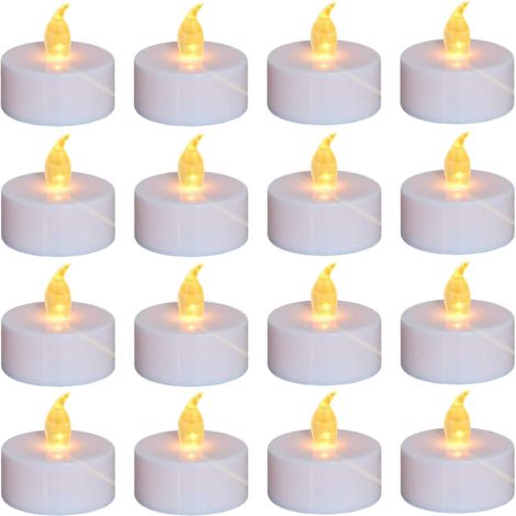 Bougie Chauffe-Plat LED - Sans Flamme - Pile CR2032 Intégrée - 3,7 cm x 3,5 cm - Jaune Chaud - 24 Pièces