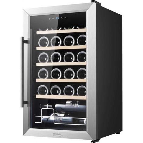 Cecotec Vinoteca - Nevera para Vinos - 24 Botellas Bolero GrandSommelier 2450 Inox Compressor. Temperatura ajustable de 5-18ºC