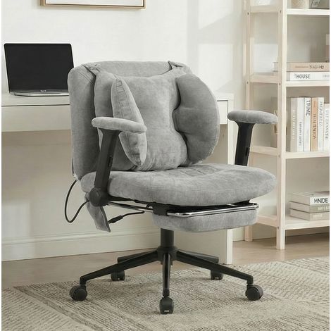 MEUBLIV chaise de bureau 80 x 64 x 96 cm gris – pivotante, avec repose-pieds (1/5)