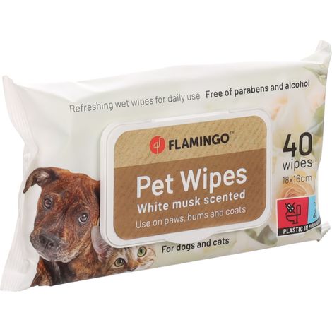 40 Lingettes de soin universelles Reini musc blanc pour chien ou chat - Flamingo (1/3)