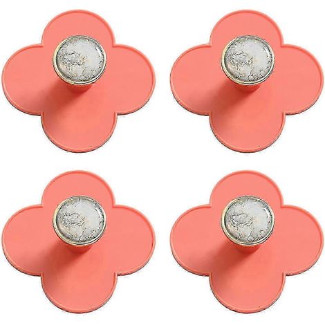 Quatre crochets porte-serviettes floraux multifonctionnels sans perçage, pratiques à fixer au mur pour la salle de bain. (1/5)