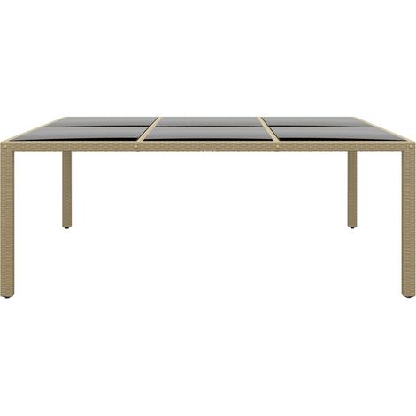 Maison Exclusive - Tavolo Giardino 200x150x75 cm Vetro Temperato Polyrattan Beige