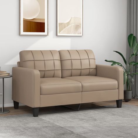 Canapé ou Sofa 2 Places 140 cm Simili Cuir Beige. Avec Pied en bois. Confort et qualité (1/5)