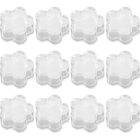Boîtes de rangement安德在线小花12pcs transparentes en forme de fleur et cœur pour bijoux DIY et accessoires (1/4)