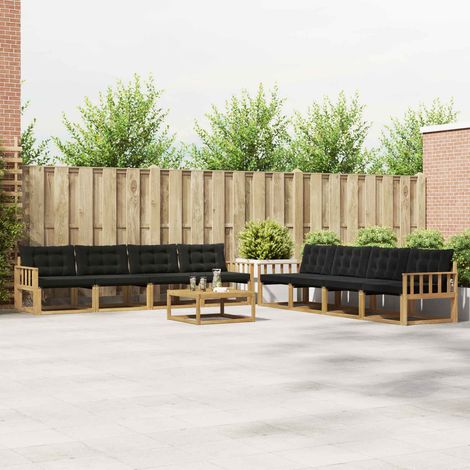 vidaXL Outdoor-Sofagarnitur 9 pcs Weiß und Schwarz 79 x 79 x 37 cm (1/5)