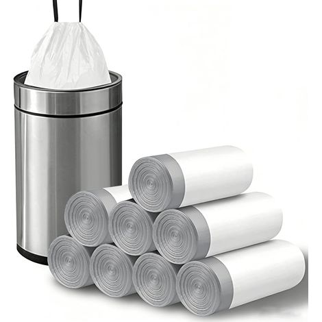 Sac Poubelle 50L avec Liens Coulissants, 120 Sacs (8 Rouleaux), Résistants (1/5)