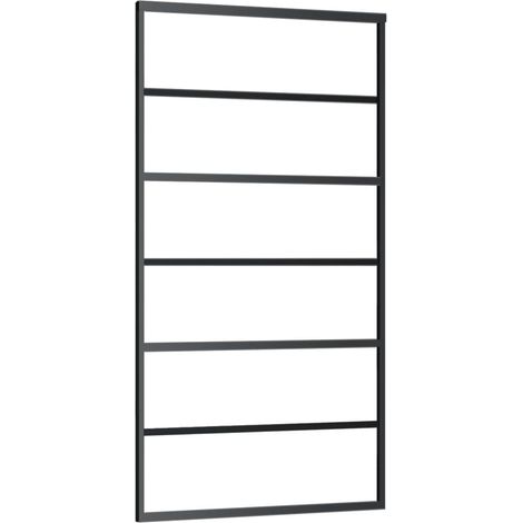 Puerta corredera ESG vidrio y aluminio negra 102x205 cm vidaXL