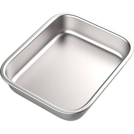 Plateau , plaque de cuisson , moule à gâteau , plat de service , 20 x 27 cm - acier inoxydable durable - multifonctionnel - lavable au lave-vaisselle - argent (1/2)