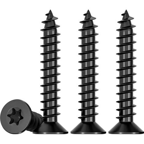 Lot de 50 Vis M5 x 30 mm vis à bois Torx noires - Avec tête fraisée en acier inoxydable A2 - Filetage complet - Vis autotaraudeuses - Vis universelles Torx TX25 (1/5)