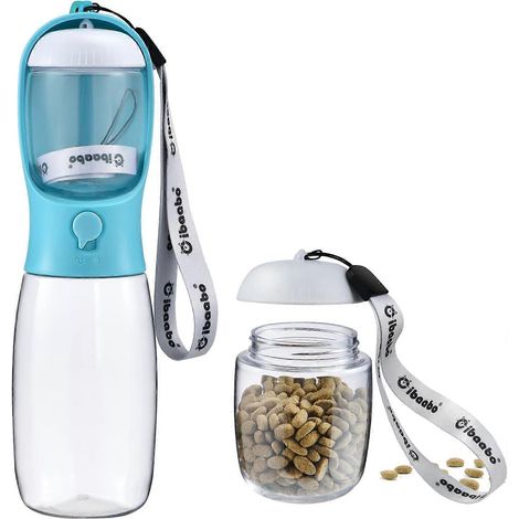 Bouteille d'eau pour chien avec compartiment pour nourriture, gamelle de voyage pour chiots, distributeur d'eau portable, accessoires pour chien 560 ml (19 oz) 04 Rose (1/4)