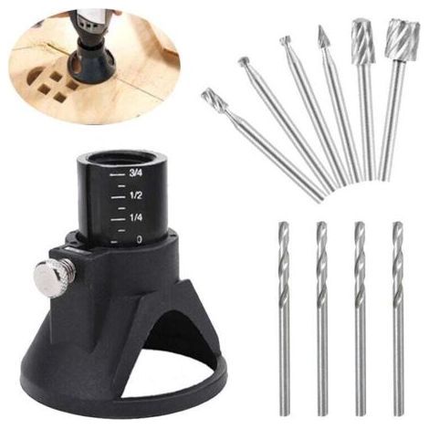 11 pcs Multi Tool Rotary Attachment Kit, for Cutting Guide Rotary Drill Bit Multi Cutting Tool Controlled Cutting Guide (1/4)