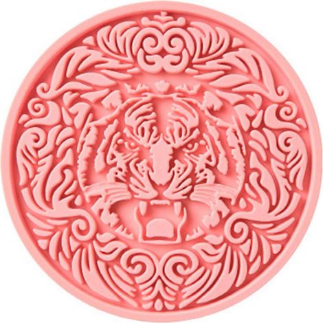Set de table rond en silicone, motif tigre, résistant à l'huile et isolant thermique. (1/5)